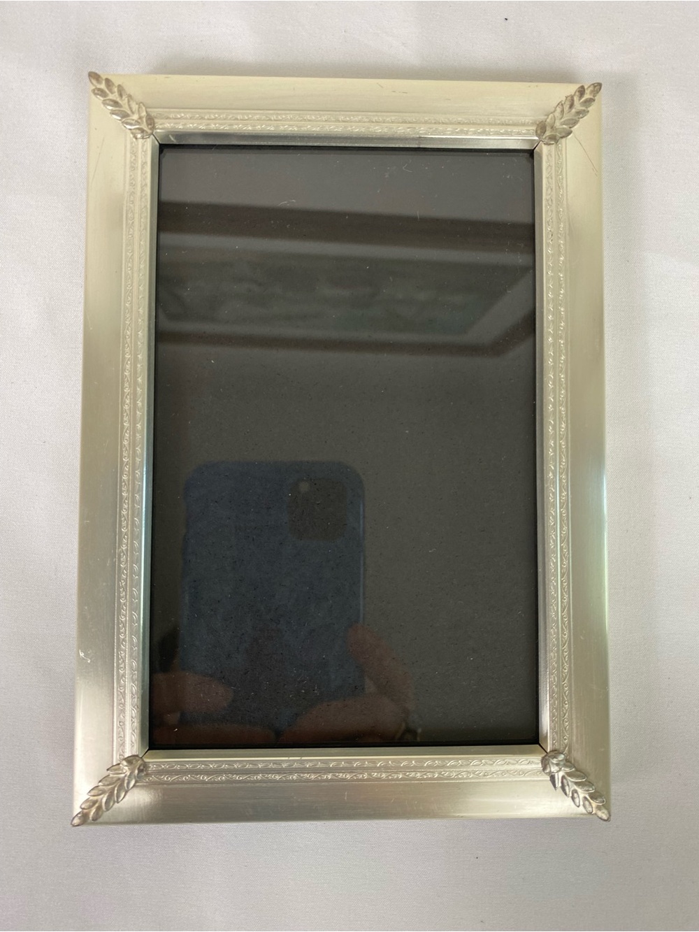 Vintage Silver picture frame leaf accent 4x6 Hollywood Regency